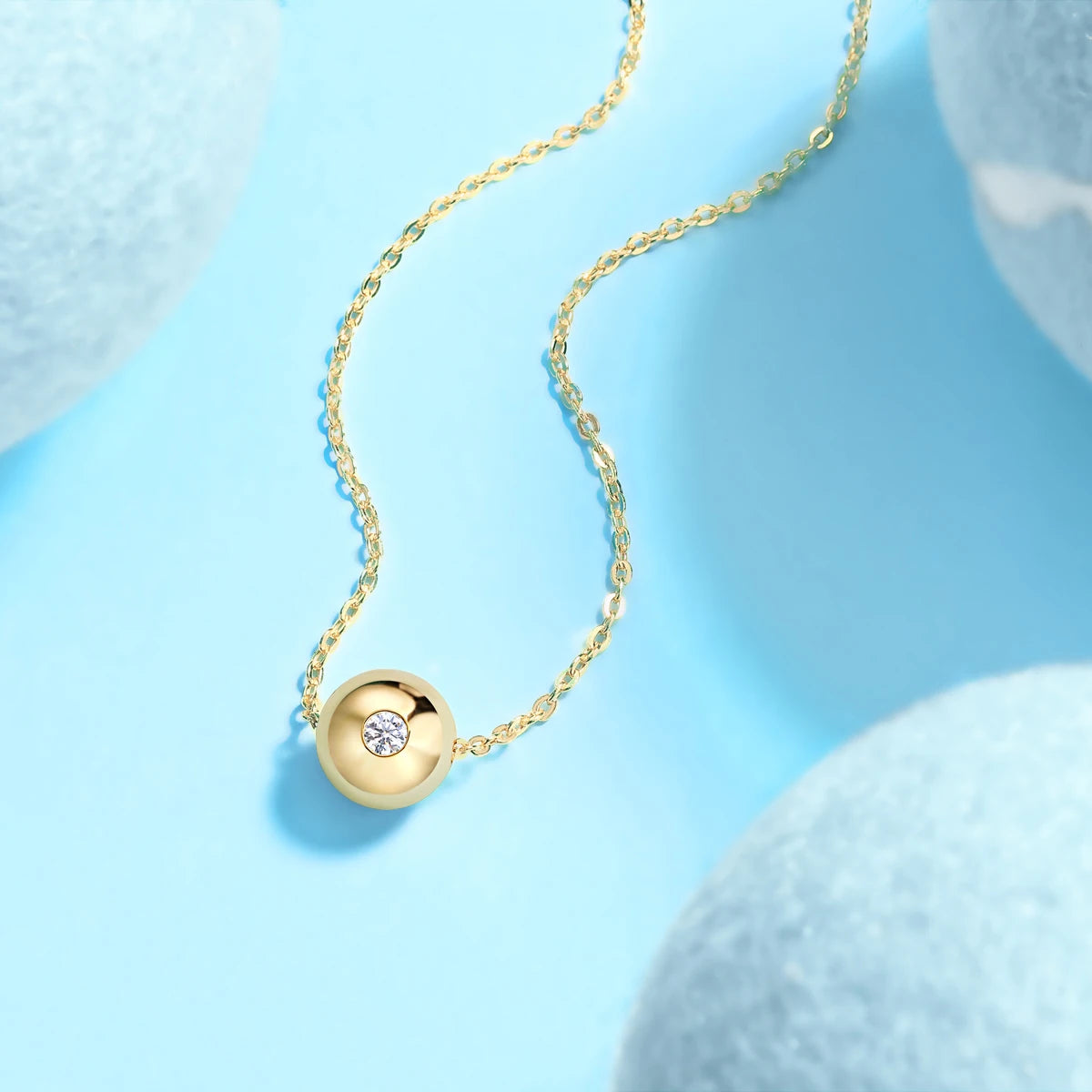 Hot Sale 0.1Ct Moissanite Bead Pendant Necklace 18K Gold Plated S925 Silver Minimalist Elegant Design Jewelry for Women Necklace