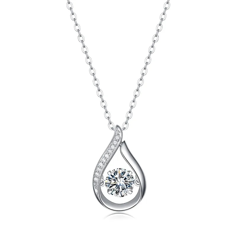 Free Shipping Smart Droplet Pendant Moissanite Diamond Necklace Female S925 Silver Heart Valentine Day Girlfriend Gift Necklace