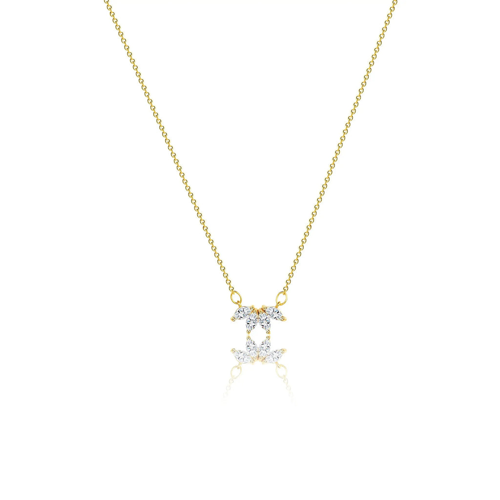 Fashion Golden Flower-shaped Zircon Necklace 42+5CM Brass Fine Jewelry Cubic Zirconia Pendant Necklace
