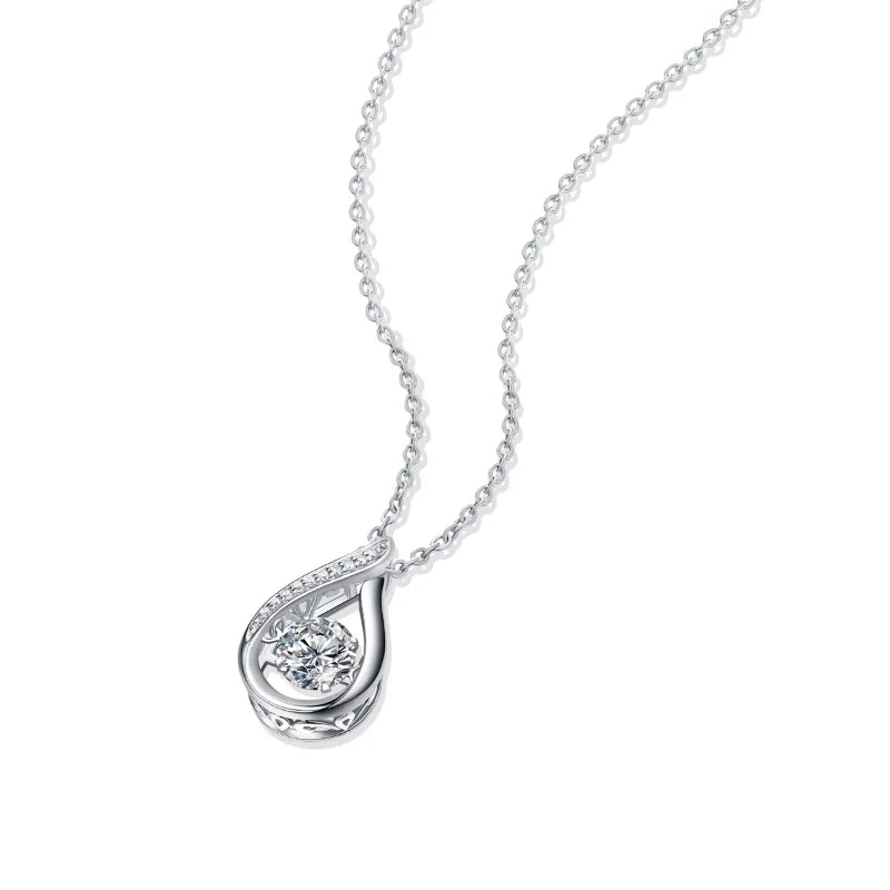 Free Shipping Smart Droplet Pendant Moissanite Diamond Necklace Female S925 Silver Heart Valentine Day Girlfriend Gift Necklace
