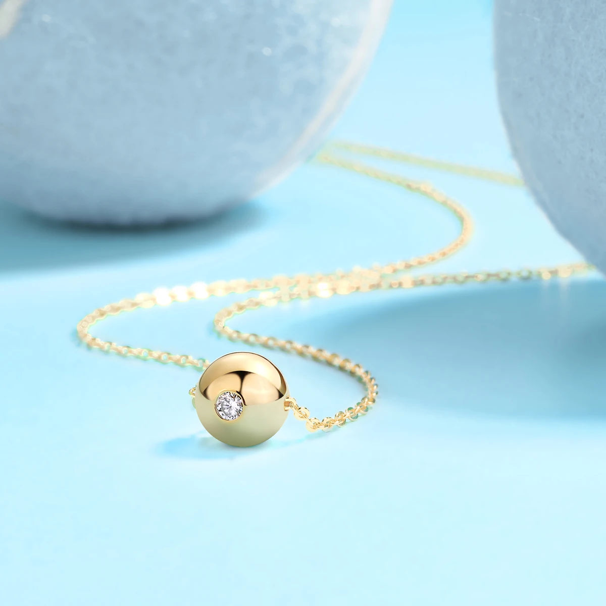 Hot Sale 0.1Ct Moissanite Bead Pendant Necklace 18K Gold Plated S925 Silver Minimalist Elegant Design Jewelry for Women Necklace