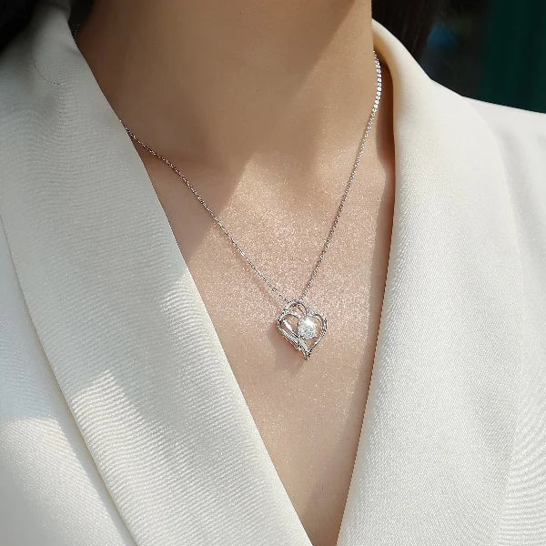 Free Shipping 925 Sterling Silver Heart Necklace White Gold Plated Heart Shape Diamond Moissanite Women Luxury Pendant Necklace