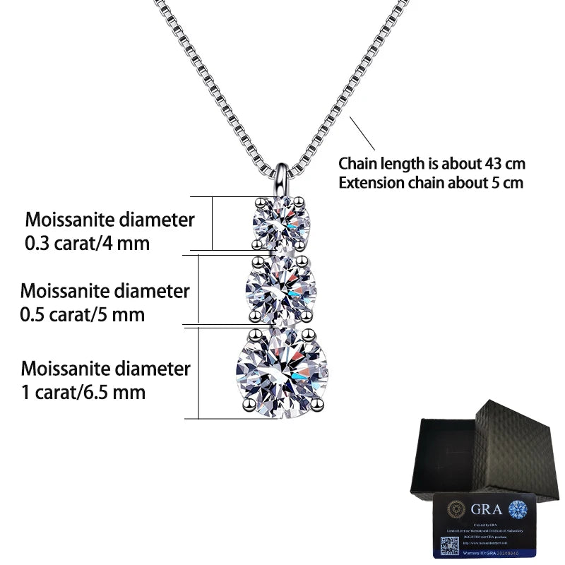 925 Silver Moissanite 1.8 Carats Rising Collarbone Necklace Feminine High-End Best Gift for Girlfriend or Best Friend