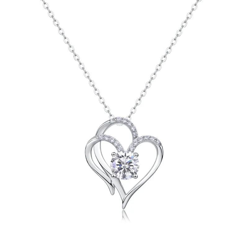 Free Shipping 925 Sterling Silver Heart Necklace White Gold Plated Heart Shape Diamond Moissanite Women Luxury Pendant Necklace