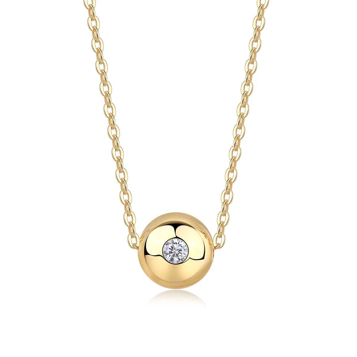 Hot Sale 0.1Ct Moissanite Bead Pendant Necklace 18K Gold Plated S925 Silver Minimalist Elegant Design Jewelry for Women Necklace