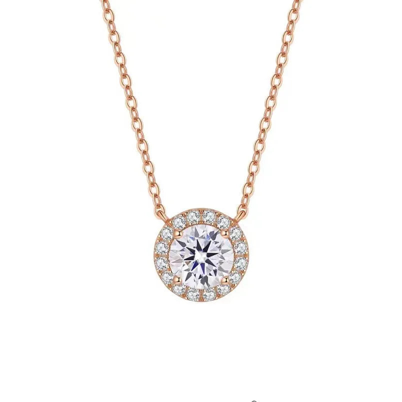 2-carat Round-wrapped Chain New Arrivals Moissanite Necklace Ladies Daily Jewels Set Sterling Silver 925